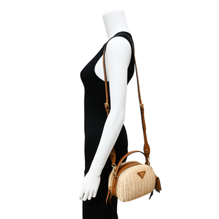 Odette Wicker & Leather Crossbody Bag