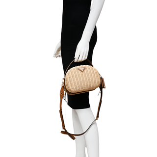 Odette Wicker & Leather Crossbody Bag