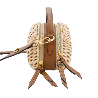 Odette Wicker & Leather Crossbody Bag