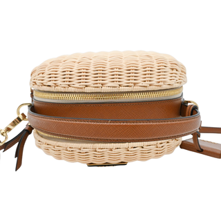 Odette Wicker & Leather Crossbody Bag