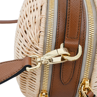 Odette Wicker & Leather Crossbody Bag
