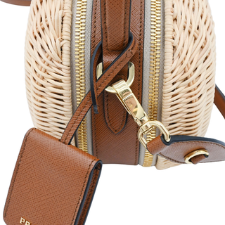 Odette Wicker & Leather Crossbody Bag