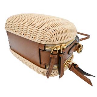 Odette Wicker & Leather Crossbody Bag