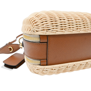 Odette Wicker & Leather Crossbody Bag