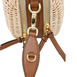Odette Wicker & Leather Crossbody Bag