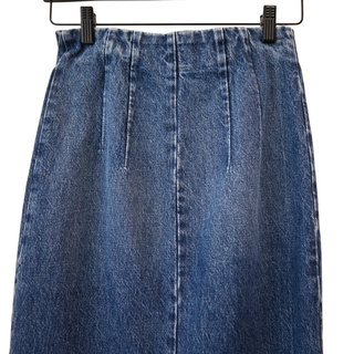 Blue Denim Zipper Midi Skirt