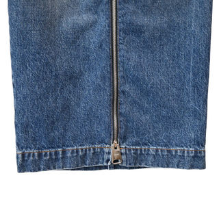 Blue Denim Zipper Midi Skirt