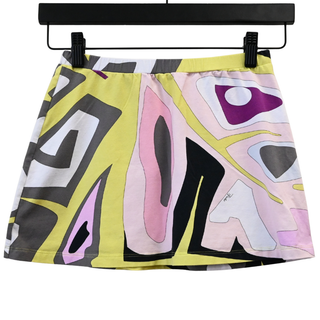 Pink Cotton Spandex Mini Skirt