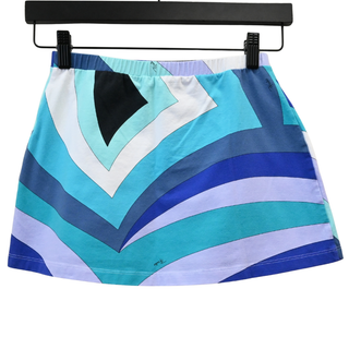 Blue Cotton-Spandex Mini Skirt