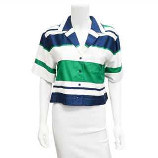 Kelly Green Striped Cropped Top