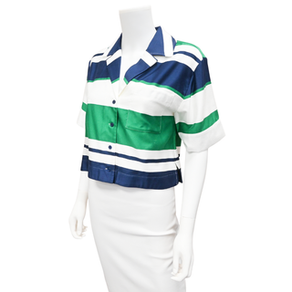Kelly Green Striped Cropped Top