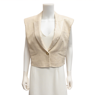 Baxley Beige Linen-Blend Vest