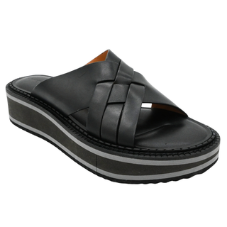 CLERGERIE | Woven Black Leather Platform Sandals