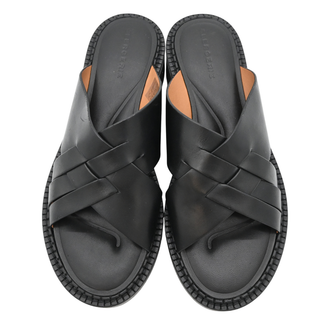 Woven Black Leather Platform Sandals