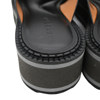 Woven Black Leather Platform Sandals