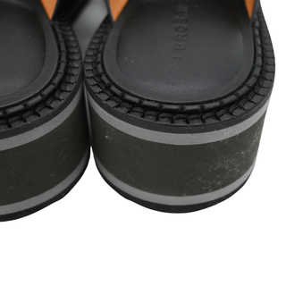 Woven Black Leather Platform Sandals