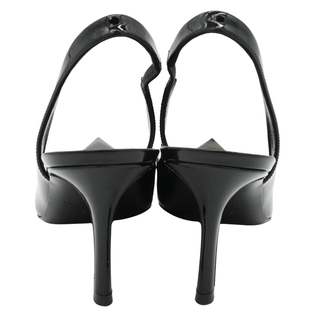 Roman Stud Black Patent Leather Slingback Pumps
