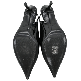 Roman Stud Black Patent Leather Slingback Pumps