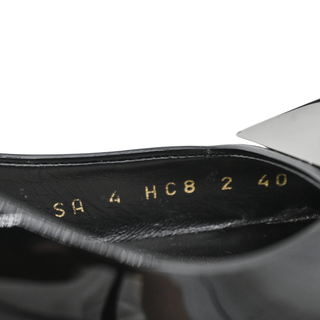 Roman Stud Black Patent Leather Slingback Pumps
