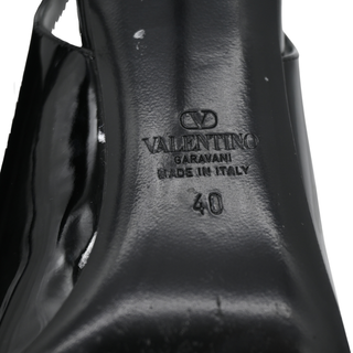 Roman Stud Black Patent Leather Slingback Pumps