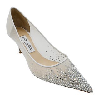 Crystal Rhinestone Mesh Pumps