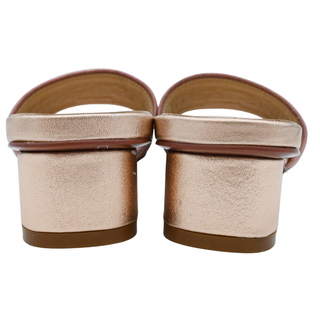 Pink Crystal Embellished Rose Gold Heeled Mules
