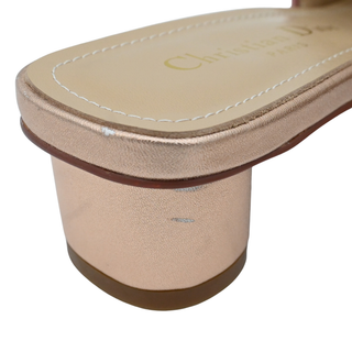 Pink Crystal Embellished Rose Gold Heeled Mules