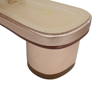 Pink Crystal Embellished Rose Gold Heeled Mules
