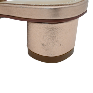 Pink Crystal Embellished Rose Gold Heeled Mules