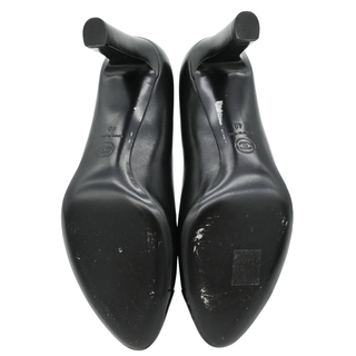 Black Leather Camellia Cap Toe Pumps