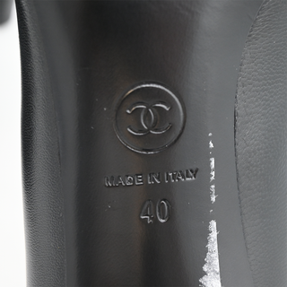 Black Leather Camellia Cap Toe Pumps