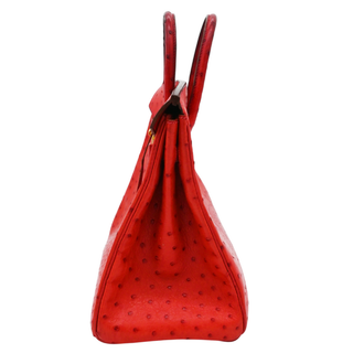 Red Ostrich Leather HAC Birkin 32 Bag