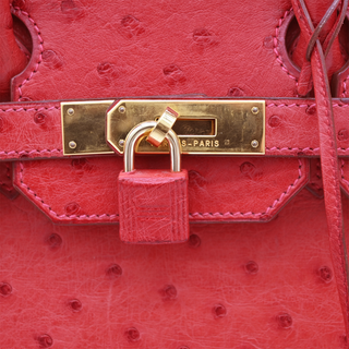 HERMES | Red Ostrich Leather HAC Birkin 32 Bag