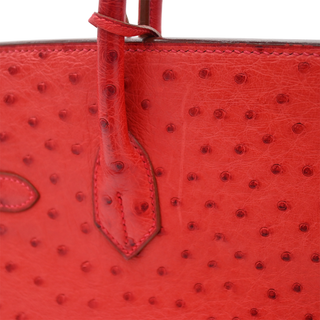 Red Ostrich Leather HAC Birkin 32 Bag