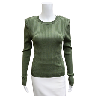 Acara Stone Army Green Ribbed Top