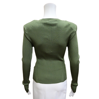 Acara Stone Army Green Ribbed Top