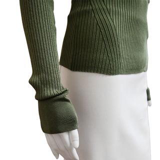 Acara Stone Army Green Ribbed Top