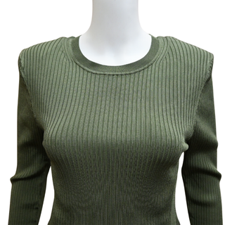 Acara Stone Army Green Ribbed Top