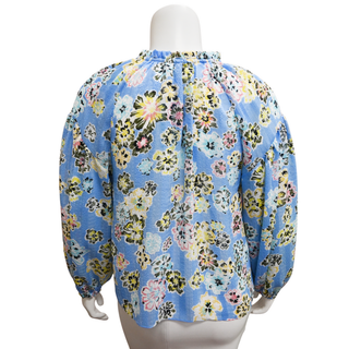 TANYA TAYLOR | Priya Floral Oxford Blue Blouse