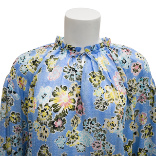 Priya Floral Oxford Blue Blouse
