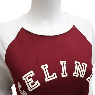 CELINE | Burgundy & White Logo T-Shirt