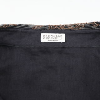 BRUNELLO CUCINELLI | Midnight Navy Linen Blend Blouse