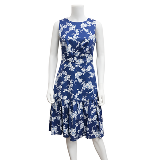 CAROLINA HERRERA | Nautilus Blue Floral Print Dress