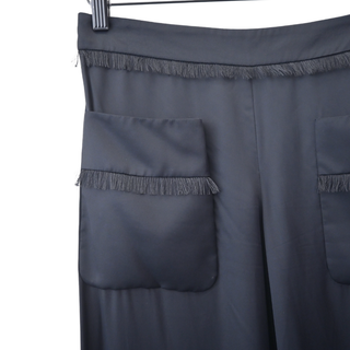 CHANEL | Midnight Satin Fringed Trim Pants