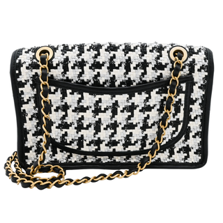 CHANEL | Woven Houndstooth Medium Single Flap Shoulder Bag