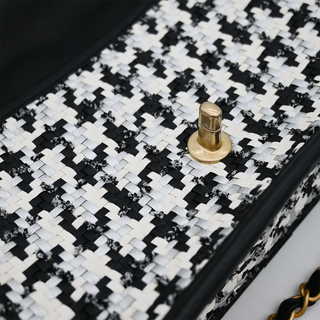 CHANEL | Woven Houndstooth Medium Single Flap Shoulder Bag