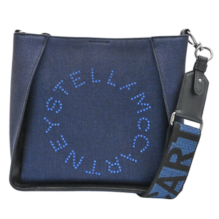 Blue Metallic Logo Canvas Crossbody Bag
