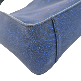 STELLA MCCARTNEY | Blue Metallic Logo Canvas Crossbody Bag