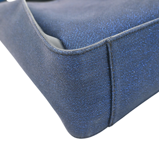 STELLA MCCARTNEY | Blue Metallic Logo Canvas Crossbody Bag