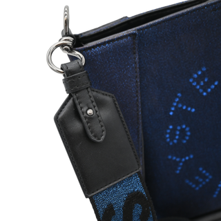 STELLA MCCARTNEY | Blue Metallic Logo Canvas Crossbody Bag